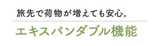 旅先で荷物が増えても安心。エキスパンダブル機能